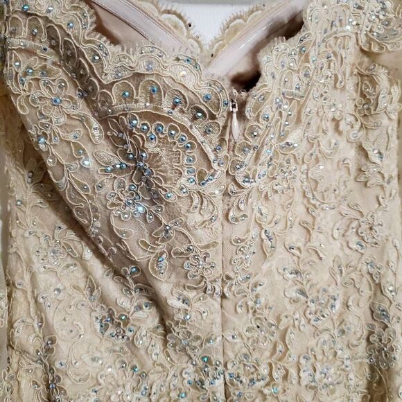 Champagne Color Wedding Gown Size XS/S Petite - Picture 7 of 12